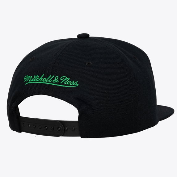 Men's Mitchell & Ness Black Boston Celtics Hardwood Classics Old School Stacked Text Snapback Hat