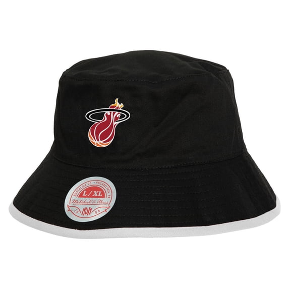 Men's Mitchell & Ness Black Miami Heat Flip It Reversible Bucket Hat