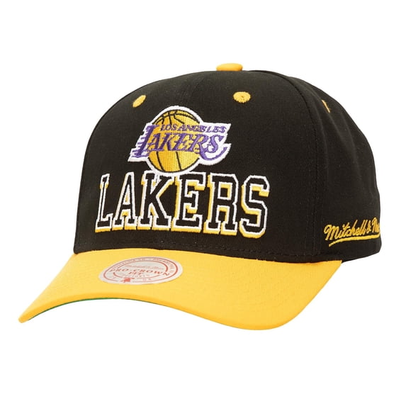 Men's Mitchell & Ness BlackGold Los Angeles Lakers Backside Script 2-Tone Pro Crown Adjustable Hat