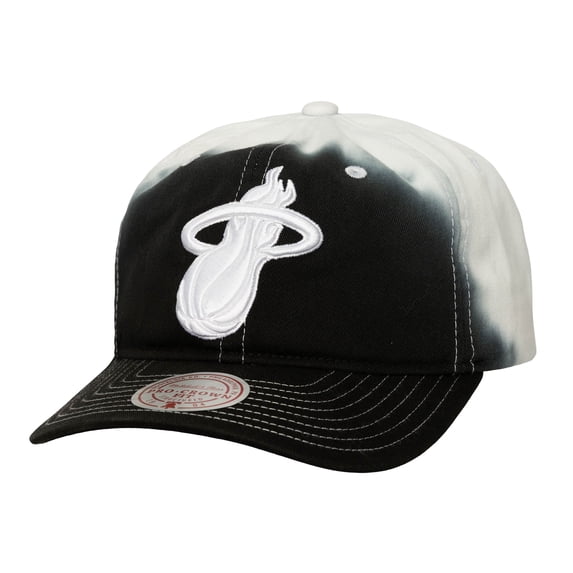 Men's Mitchell & Ness Black/White Miami Heat Dip Dye Pro Crown Adjustable Hat