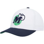 Men's Mitchell & Ness WhiteNavy Dallas Mavericks Hardwood Classics Core 2-Tone 2.0 Pro Snapback Hat