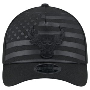 Men's New Era Black Chicago Bulls Game Day Flag A-Frame 9FORTY Adjustable Hat