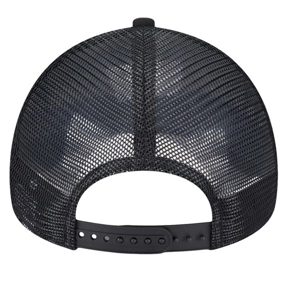 Men's New Era Black/Charcoal Brooklyn Nets Tip Off A-Frame Trucker 9FORTY Adjustable Hat