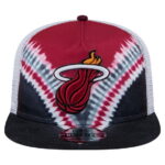 Men's New Era Black/Red Miami Heat Throwback Dye Golfer Snapback Hat