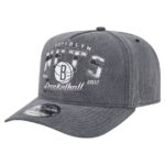 Men's New Era Charcoal Brooklyn Nets Throwback Washed Pre-Curved 9FIFTY Snapback Hat