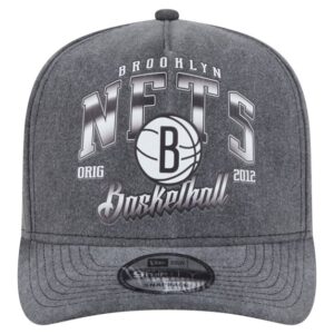 Men's New Era Charcoal Brooklyn Nets Throwback Washed Pre-Curved 9FIFTY Snapback Hat