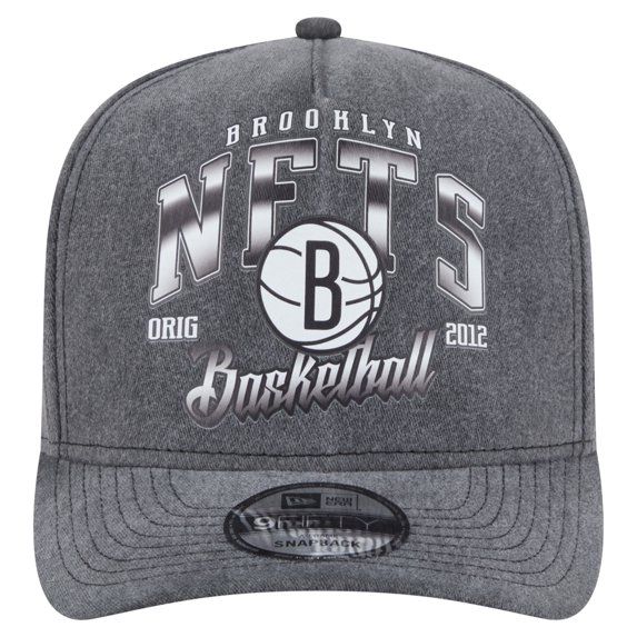 Men's New Era Charcoal Brooklyn Nets Throwback Washed Pre-Curved 9FIFTY Snapback Hat