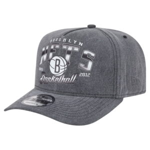 Men's New Era Charcoal Brooklyn Nets Throwback Washed Pre-Curved 9FIFTY Snapback Hat