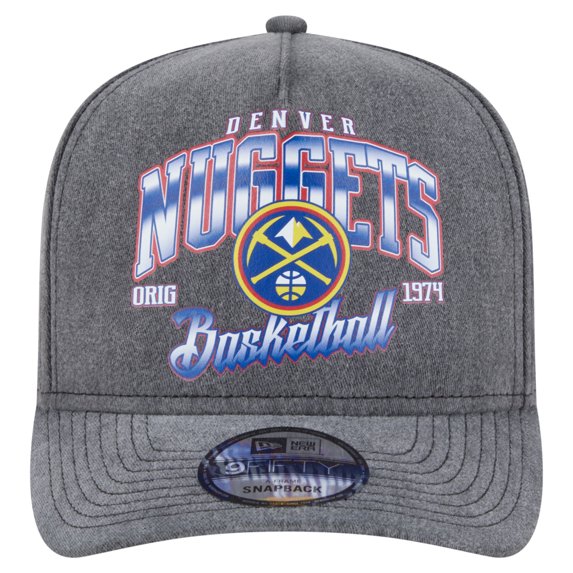 Men's New Era Charcoal Denver Nuggets Throwback Washed Pre-Curved 9FIFTY Snapback Hat