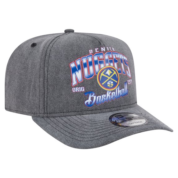 Men's New Era Charcoal Denver Nuggets Throwback Washed Pre-Curved 9FIFTY Snapback Hat
