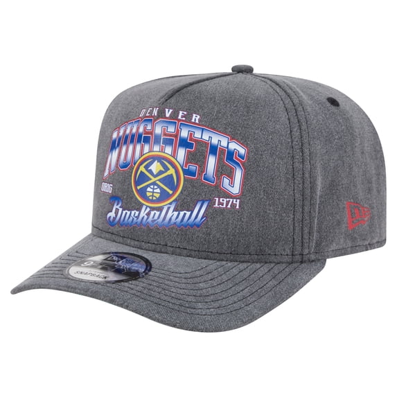 Men's New Era Charcoal Denver Nuggets Throwback Washed Pre-Curved 9FIFTY Snapback Hat