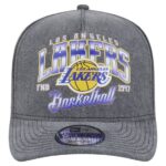 Men's New Era Charcoal Los Angeles Lakers Throwback Washed Pre-Curved 9FIFTY Snapback Hat