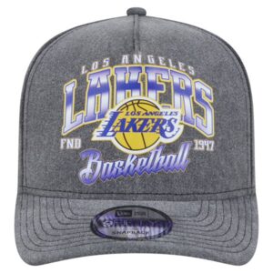 Men's New Era Charcoal Los Angeles Lakers Throwback Washed Pre-Curved 9FIFTY Snapback Hat
