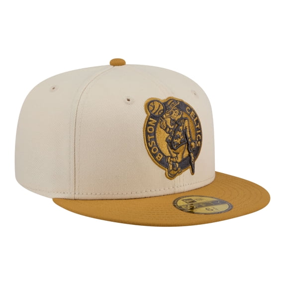 Men's New Era Cream/Tan Boston Celtics Two-Tone Color Pack 59FIFTY Fitted Hat