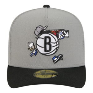 Mens New Era Gray Brooklyn Nets Injection Cartoon Logo A-Frame 59FIFTY Fitted Hat (2)