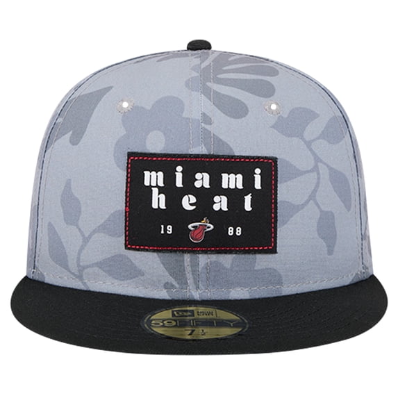 Men's New Era Gray Miami Heat Palm Fronds 2-Tone 59FIFTY Fitted Hat