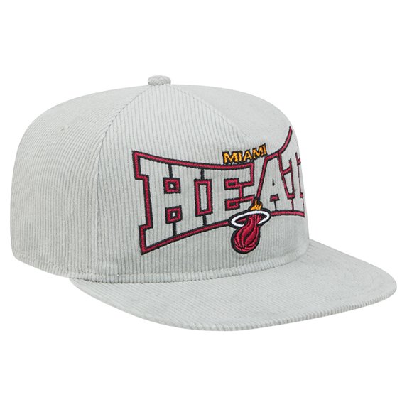 Men's New Era Gray Miami Heat Throwback Corduroy Golfer Snapback Hat