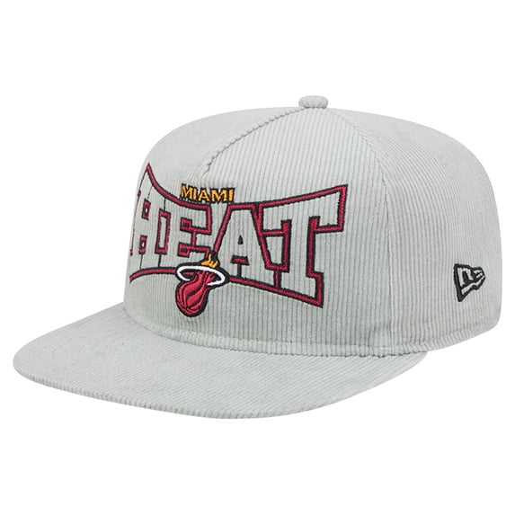 Men's New Era Gray Miami Heat Throwback Corduroy Golfer Snapback Hat