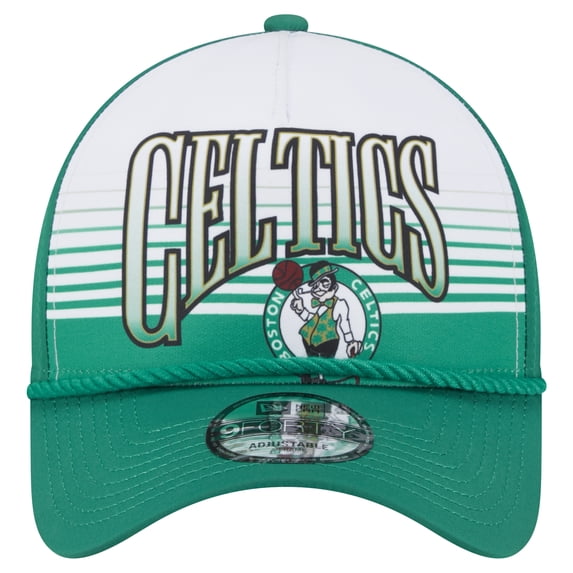 Men's New Era Kelly Green Boston Celtics Throwback Gradient A-Frame 9FORTY Adjustable Hat
