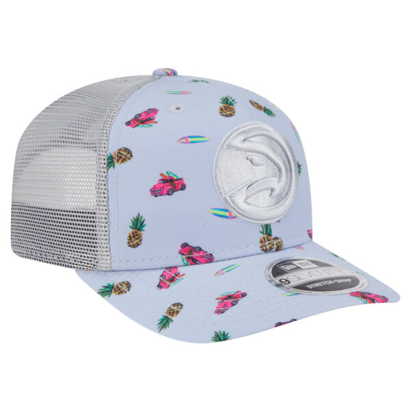 Mens New Era Light Blue/Gray Atlanta Hawks Aloha Pattern Stretch-Snap Hat