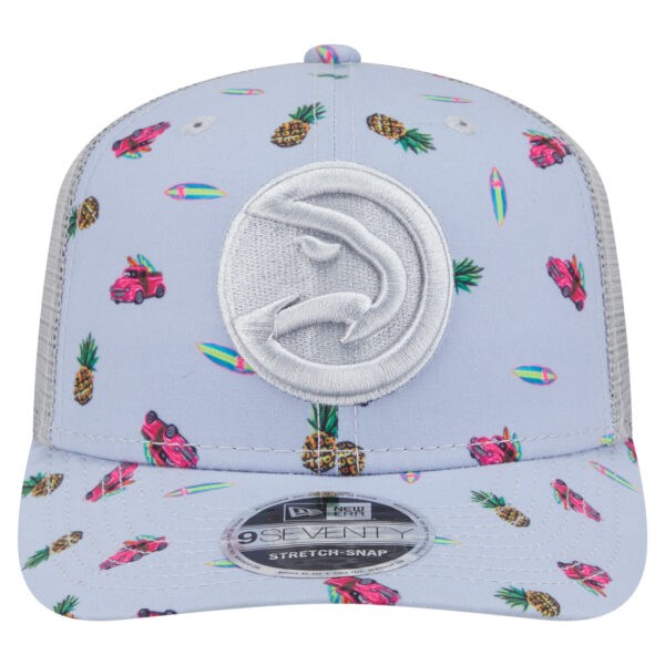Mens New Era Light Blue/Gray Atlanta Hawks Aloha Pattern Stretch-Snap Hat
