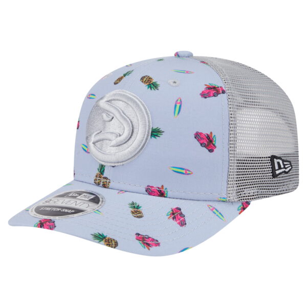 Mens New Era Light Blue/Gray Atlanta Hawks Aloha Pattern Stretch-Snap Hat