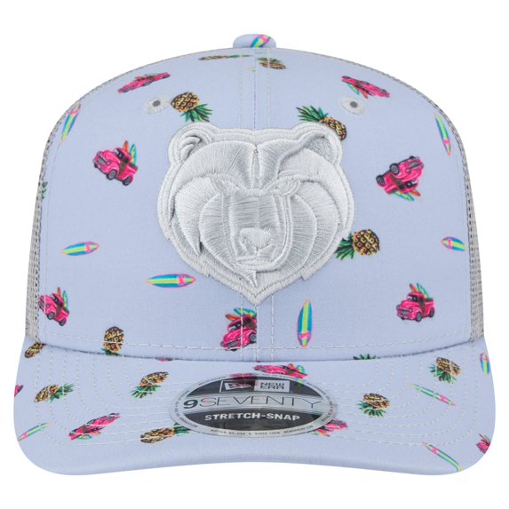 Men's New Era Light Blue/Gray Memphis Grizzlies Adventure Aloha Pattern 9SEVENTY Stretch-Snap Hat
