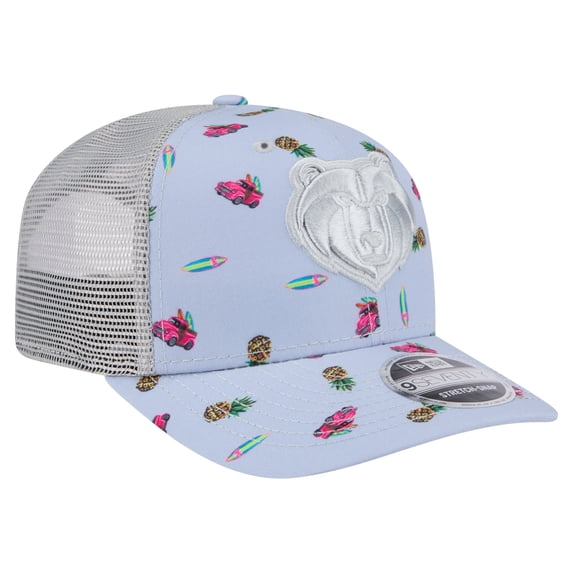 Men's New Era Light Blue/Gray Memphis Grizzlies Adventure Aloha Pattern 9SEVENTY Stretch-Snap Hat
