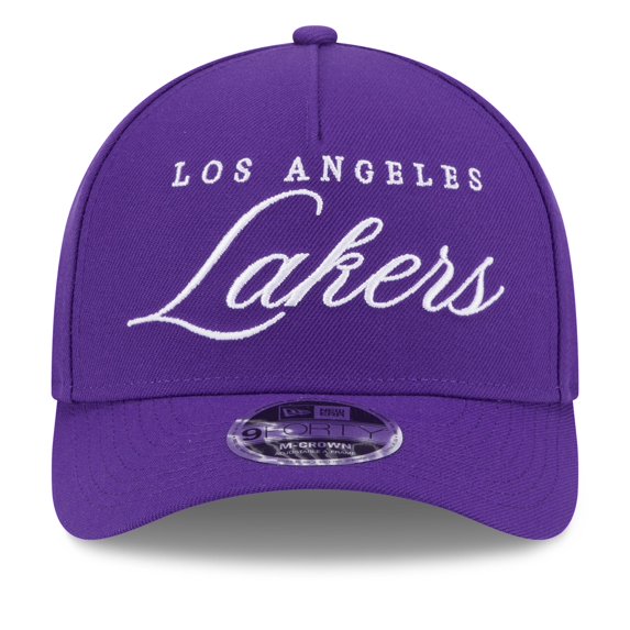 Men's New Era Purple Los Angeles Lakers 2025 NBA Draft M-Crown A-Frame 9FORTY Adjustable Hat