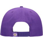 Men's New Era Purple Los Angeles Lakers Oversized Puff Print Logo Golfer Snapback Hat