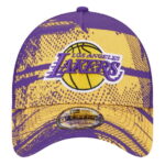 Men's New Era Purple/Gold Los Angeles Lakers Tip Off A-Frame Trucker 9FORTY Adjustable Hat