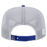 Men's New Era Royal Golden State Warriors Puff Print Team Code A-Frame 9FIFTY Trucker Snapback Hat