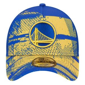 Men's New Era RoyalGold Golden State Warriors Tip Off A-Frame Trucker 9FORTY Adjustable Hat