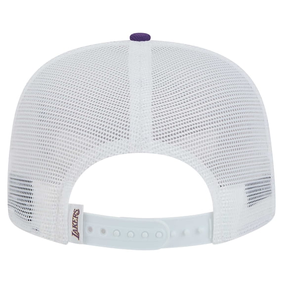 Men's New Era WhitePurple Los Angeles Lakers Dip-Dye 9FIFTY A-Frame Trucker Snapback Hat