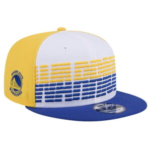 Men's New Era WhiteRoyal Golden State Warriors Throwback Gradient Tech Font 9FIFTY Snapback Hat