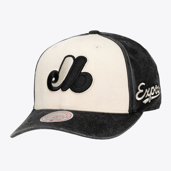 Ness Cream Black Montreal Expos Snow Block Pro Crown Adjustable Hat