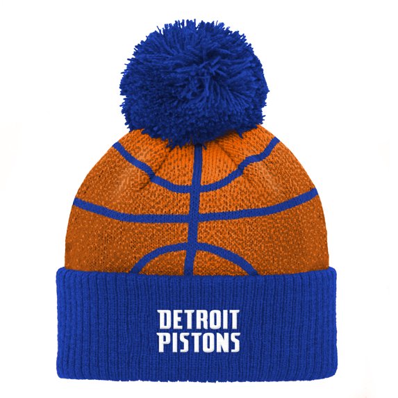 Preschool Blue Detroit Pistons Basketball Head Cuffed Knit Hat with Pom