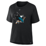 Women Fanatics Macklin Celebrini Black San Jose Sharks Authentic Stack Name Number T-Shirt