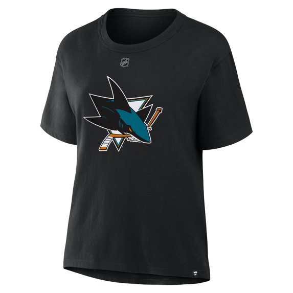 Women Fanatics Macklin Celebrini Black San Jose Sharks Authentic Stack Name Number T-Shirt