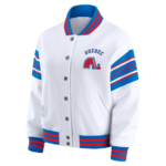 Women WEAR by Erin Andrews White Blue Quebec Nordiques Full Snap Fleece Sweatshirt Jacket