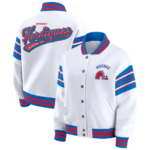 Women WEAR by Erin Andrews White Blue Quebec Nordiques Full Snap Fleece Sweatshirt Jacket