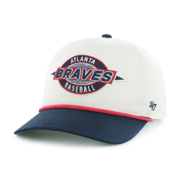 Youth 47 Natural Navy Atlanta Braves Frame Out Hitch Adjustable Hat
