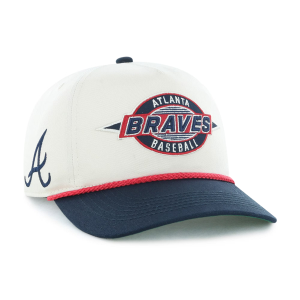 Youth 47 Natural Navy Atlanta Braves Frame Out Hitch Adjustable Hat