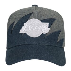 Youth Mitchell & Ness Denim/Gray Los Angeles Lakers Sharktooth Pro Pinch Snapback Hat