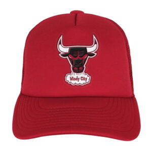 Youth Mitchell & Ness Red Chicago Bulls Core Evergreen Trucker Adjustable Hat