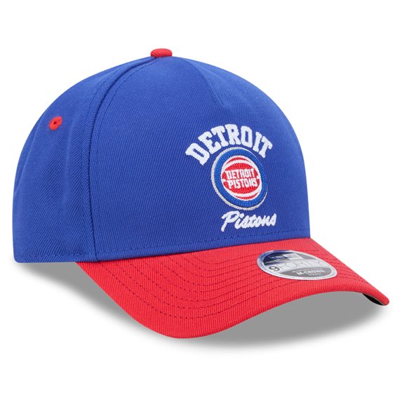 Youth New Era Blue Detroit Pistons Arch 9FORTY A-Frame M-Crown Adjustable Hat