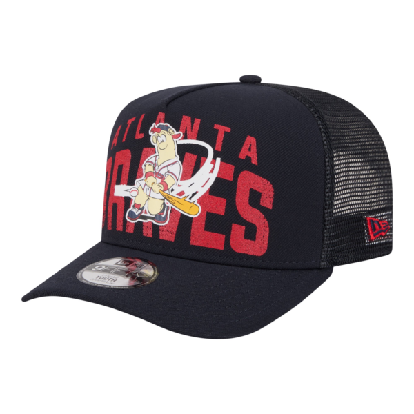 Youth New Era Navy Atlanta Braves Logo Fade Snapback Hat