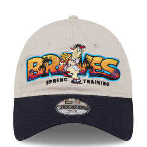 Youth New Era Stone Navy Atlanta Braves Training Fan Pack Batter Adjustable Hat