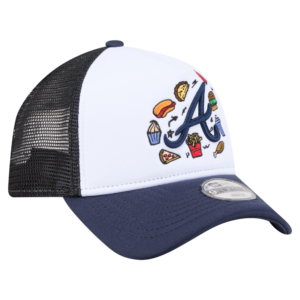 Youth New Era White Navy Atlanta Braves Food Trucker Adjustable Hat