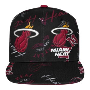 Youth Outerstuff Black Miami Heat Street Hooper Allover Print Snapback Hat